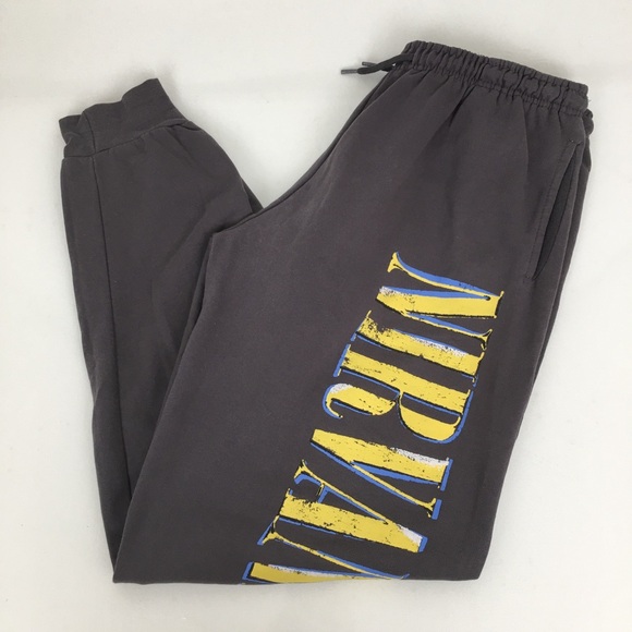 NIRVANA Other - Nirvana Sweatpants Gray Yellow Graphic Joggers Warmups MensSize 2X Loungewear
